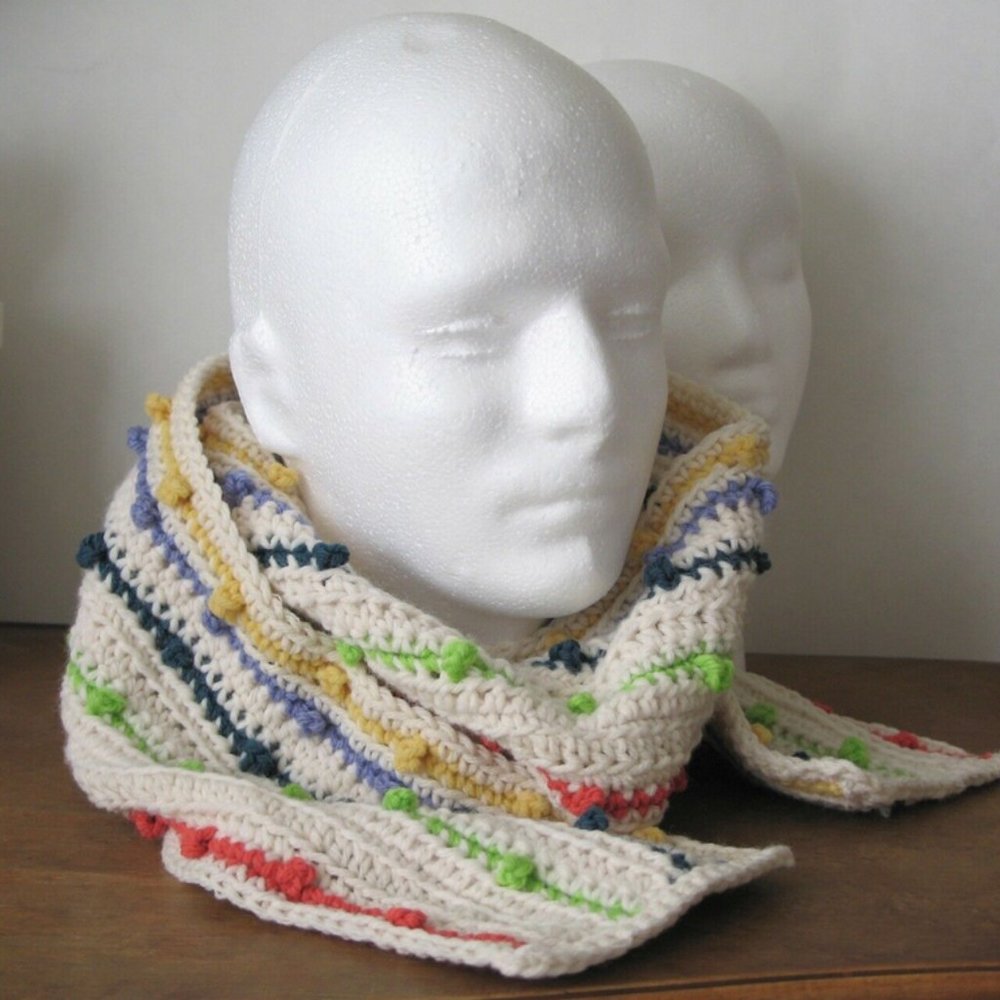 Long Striped Scarf off-white/multicolor men women